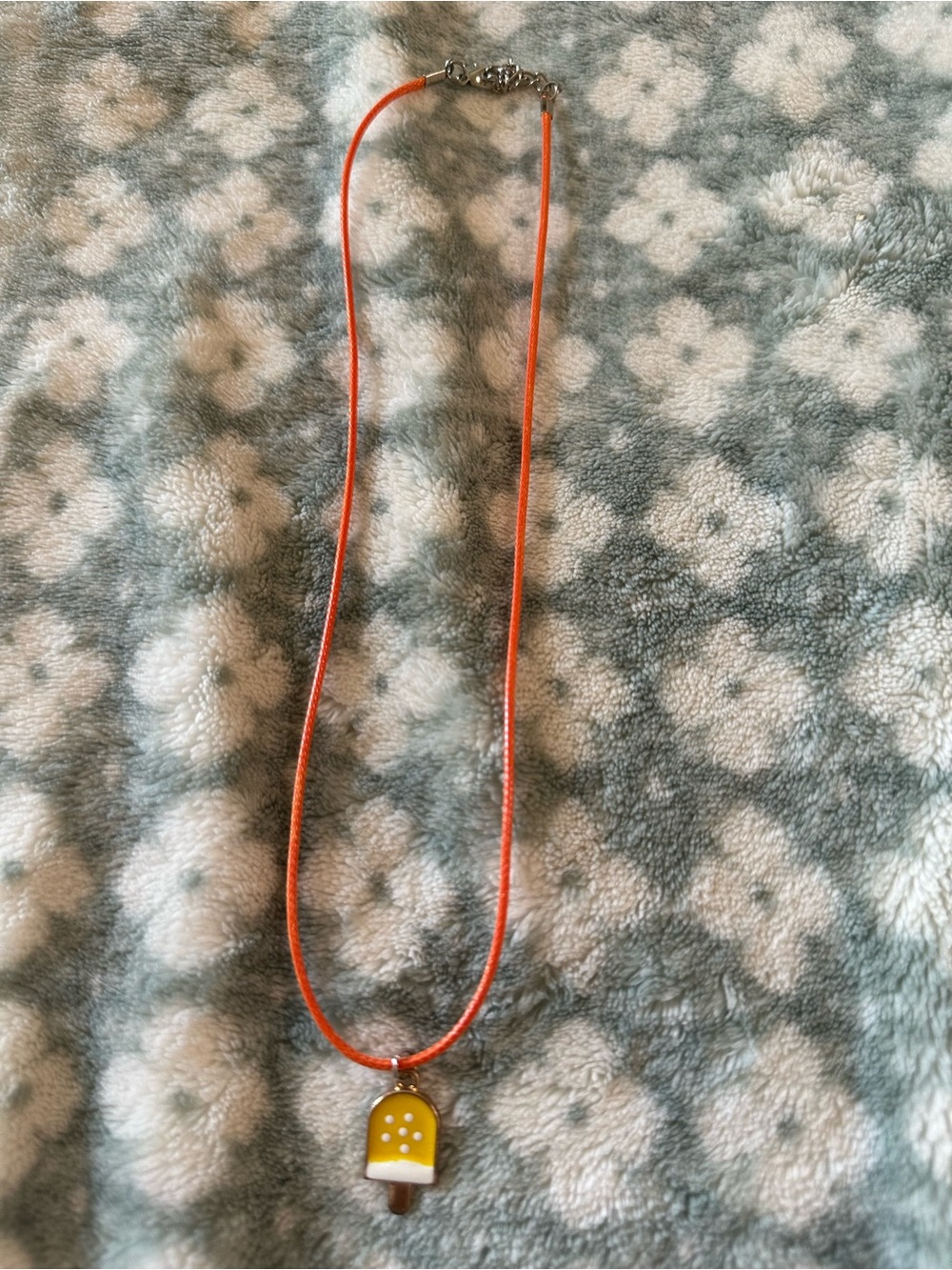 Yellow Popsicle Pendant Necklace with Orange Cord